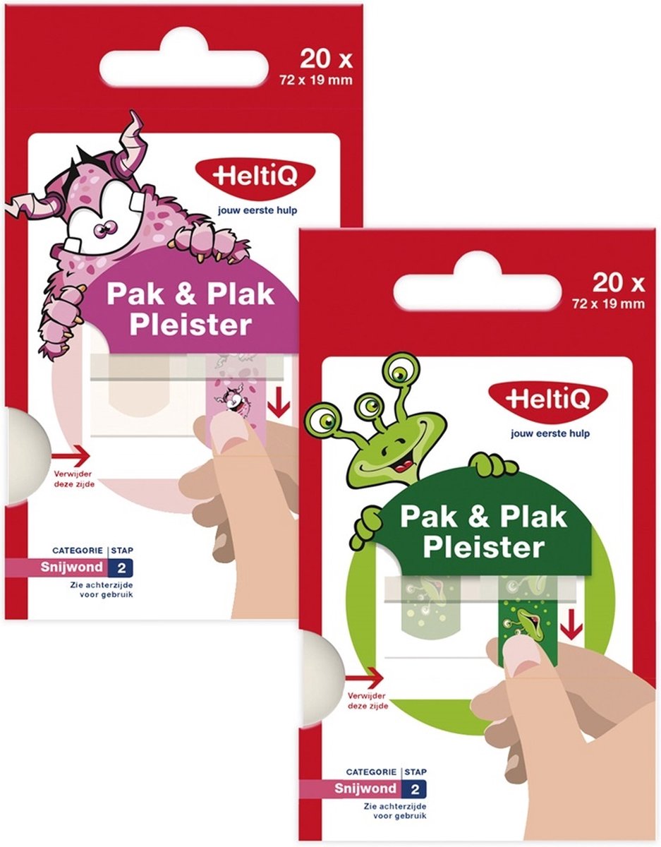 Heltiq Pak & Plak Pleister Roze Snijwond 2 - Groen
