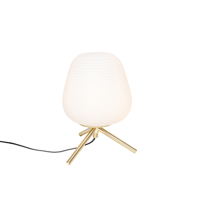 QAZQA Design tafellamp goud 20 cm met opaal glas - Hero