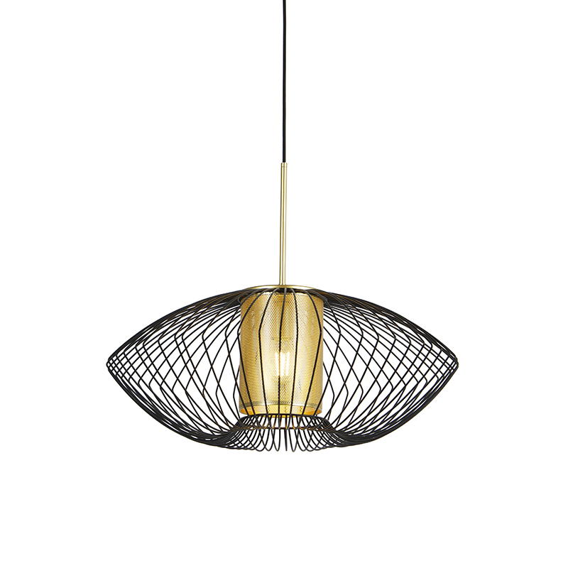 QAZQA Design hanglamp goud met zwart 60 cm - Dobrado