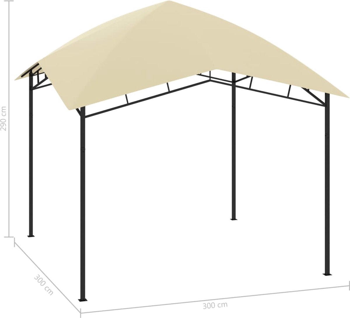 Vidaxl Tuinprieel 180 G/m² 3x3x2,9 M Crème