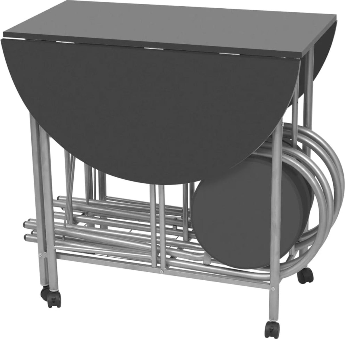 Vidaxl Eetkamerset Opvouwbaar Mdf 5-dlg - Zwart