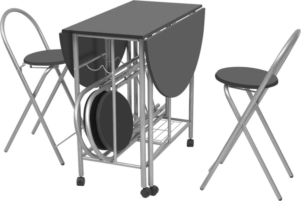 Vidaxl Eetkamerset Opvouwbaar Mdf 5-dlg - Zwart