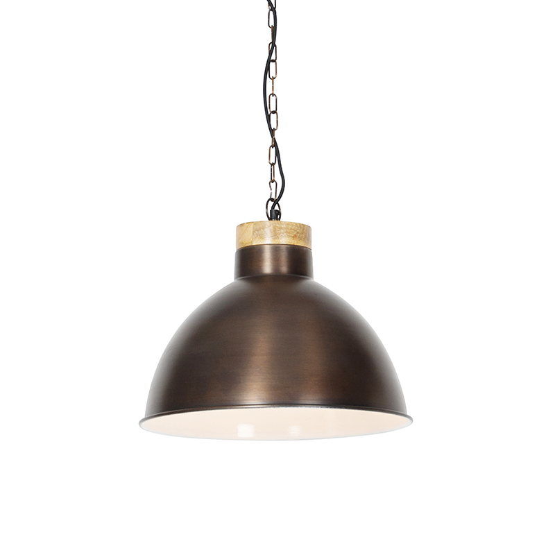 QAZQA Vintage hanglamp koper met hout - Pointer