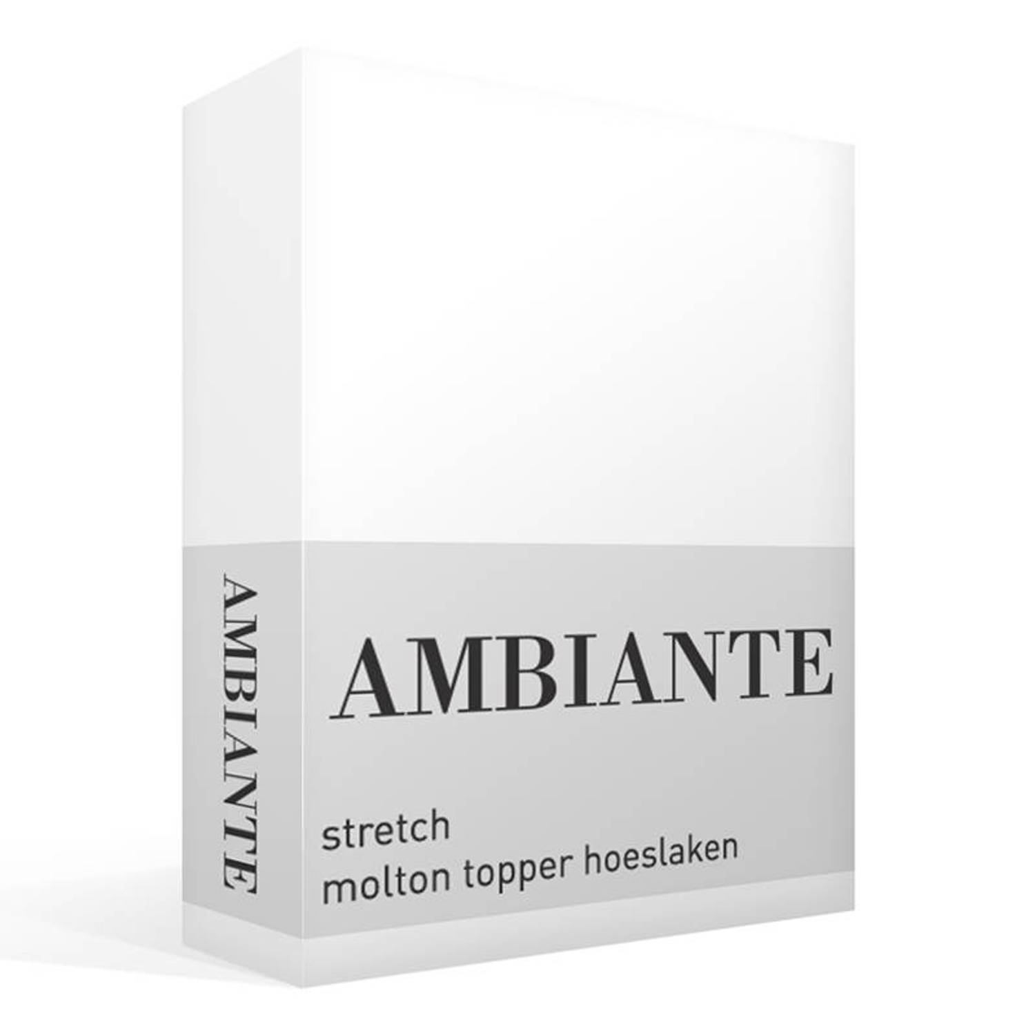AMBIANTE Stretch Molton Topper Hoeslaken - 60% Polyester - 40% Katoen - 1-persoons (90x200 Cm) - - Wit