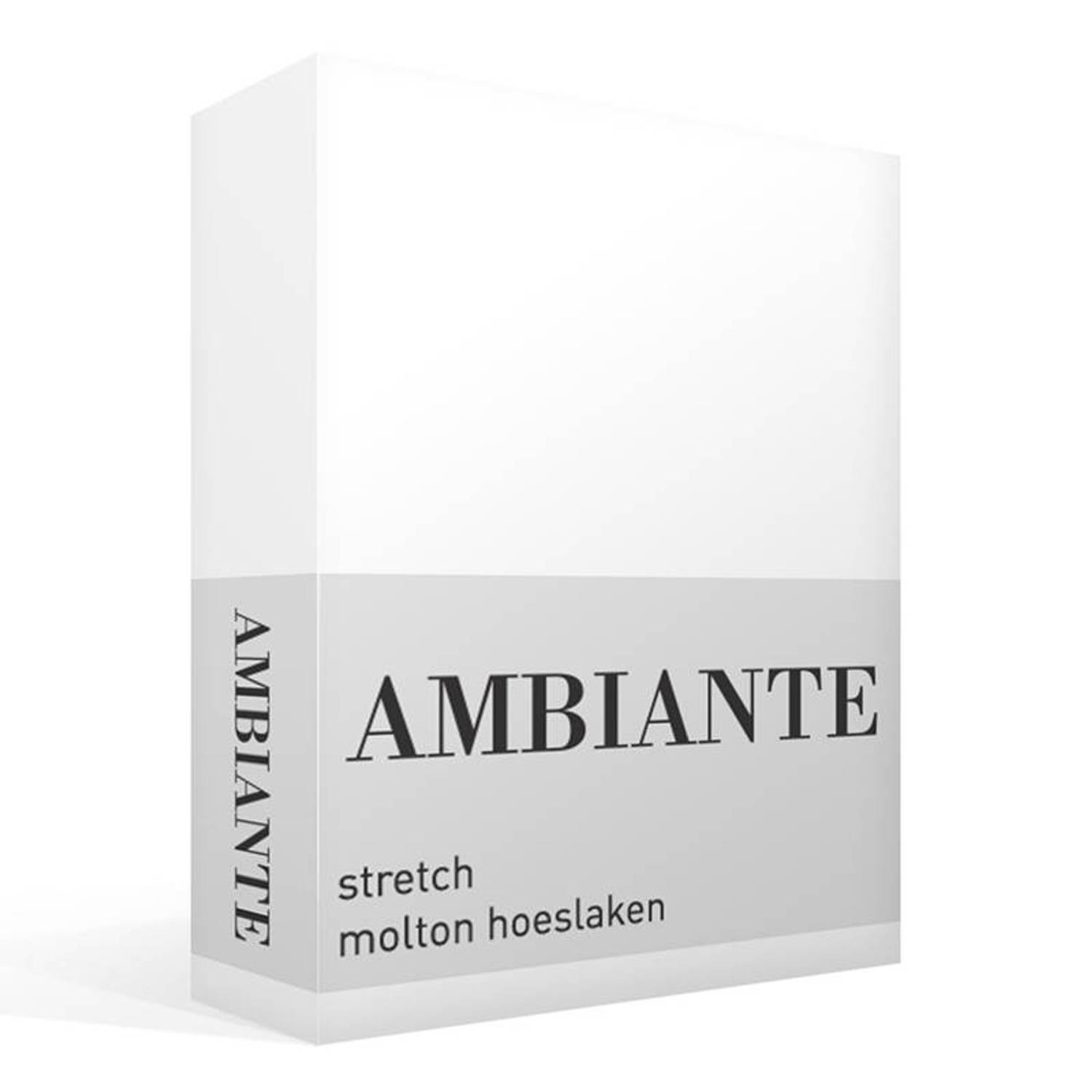 AMBIANTE Stretch Molton Hoeslaken - 60% Polyester - 40% Katoen - Lits-jumeaux (160x200/210 Cm) - - Wit