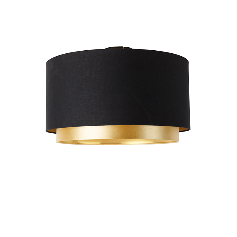 QAZQA Moderne plafondlamp met goud 47 cm duo kap - Combi - Zwart