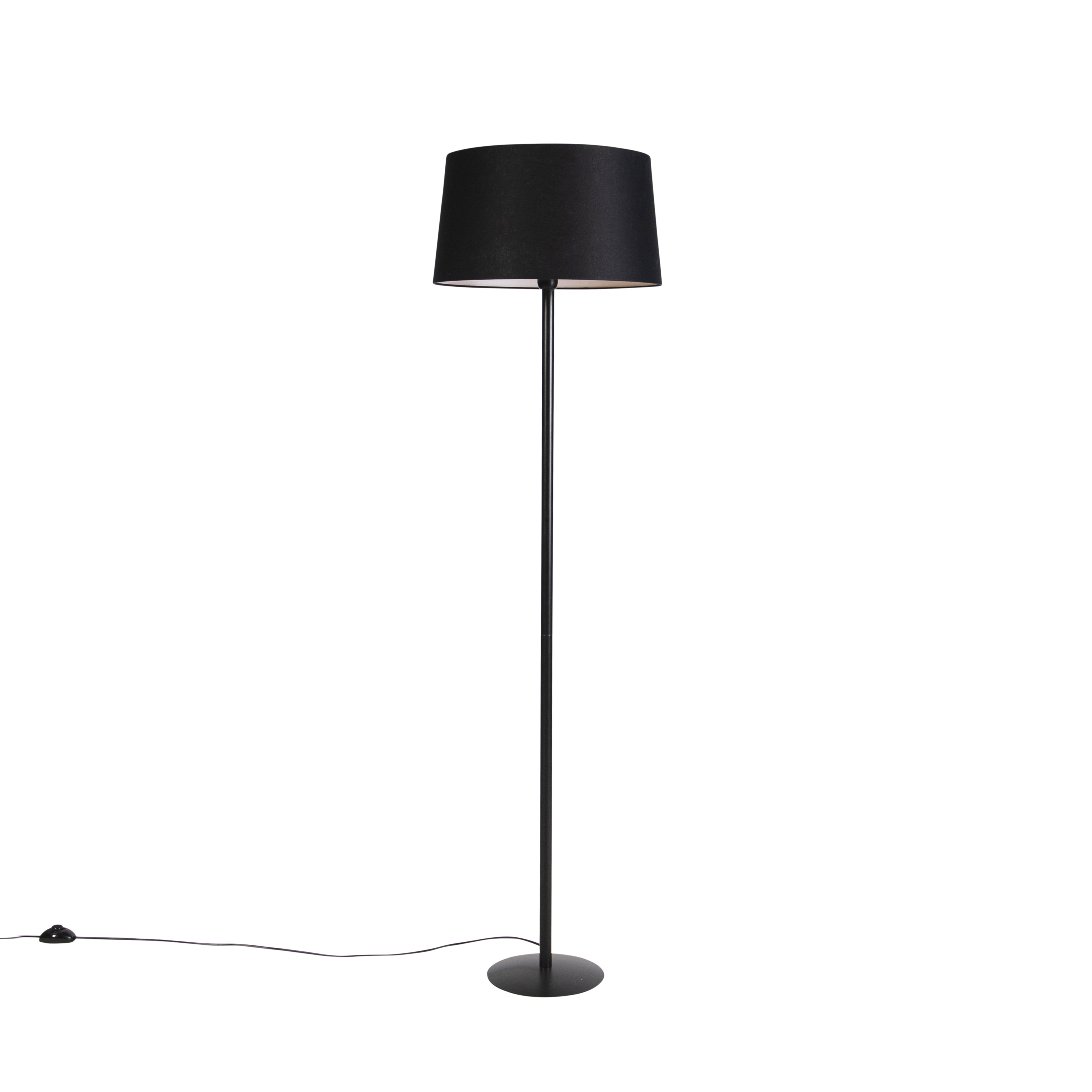 QAZQA e vloerlamp met linnen kap 45 cm - Simplo - Zwart