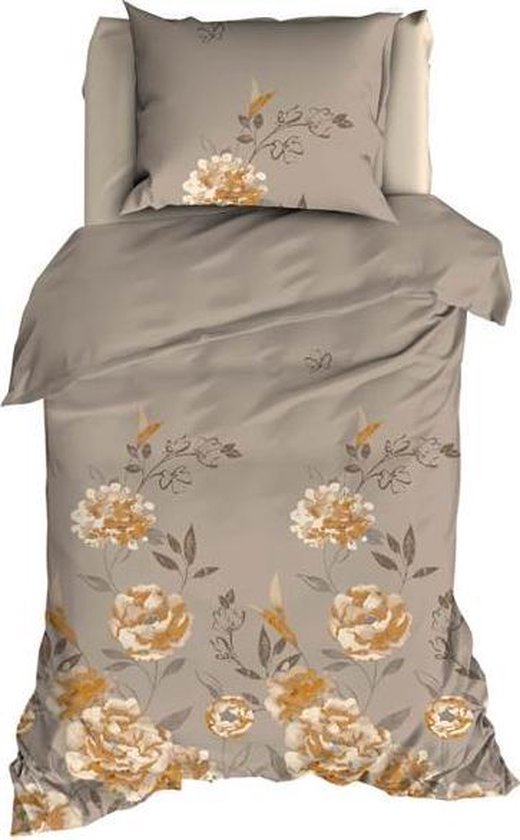 Satin D'or Rosario Dekbedovertrek - 1-persoons (140x200/220 Cm + 1 Sloop) - Katoen Satijn - - Beige