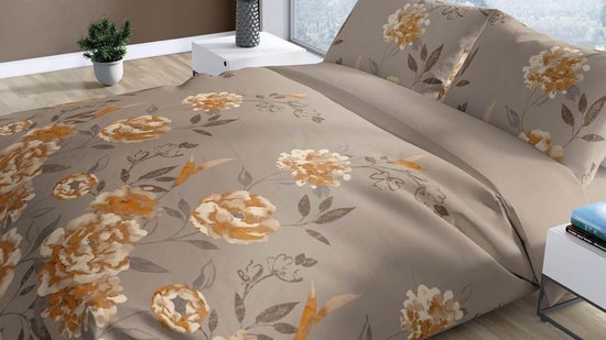 Satin D'or Rosario Dekbedovertrek - Lits-jumeaux (240x200/220 Cm + 2 Slopen) - Katoen Satijn - - Beige