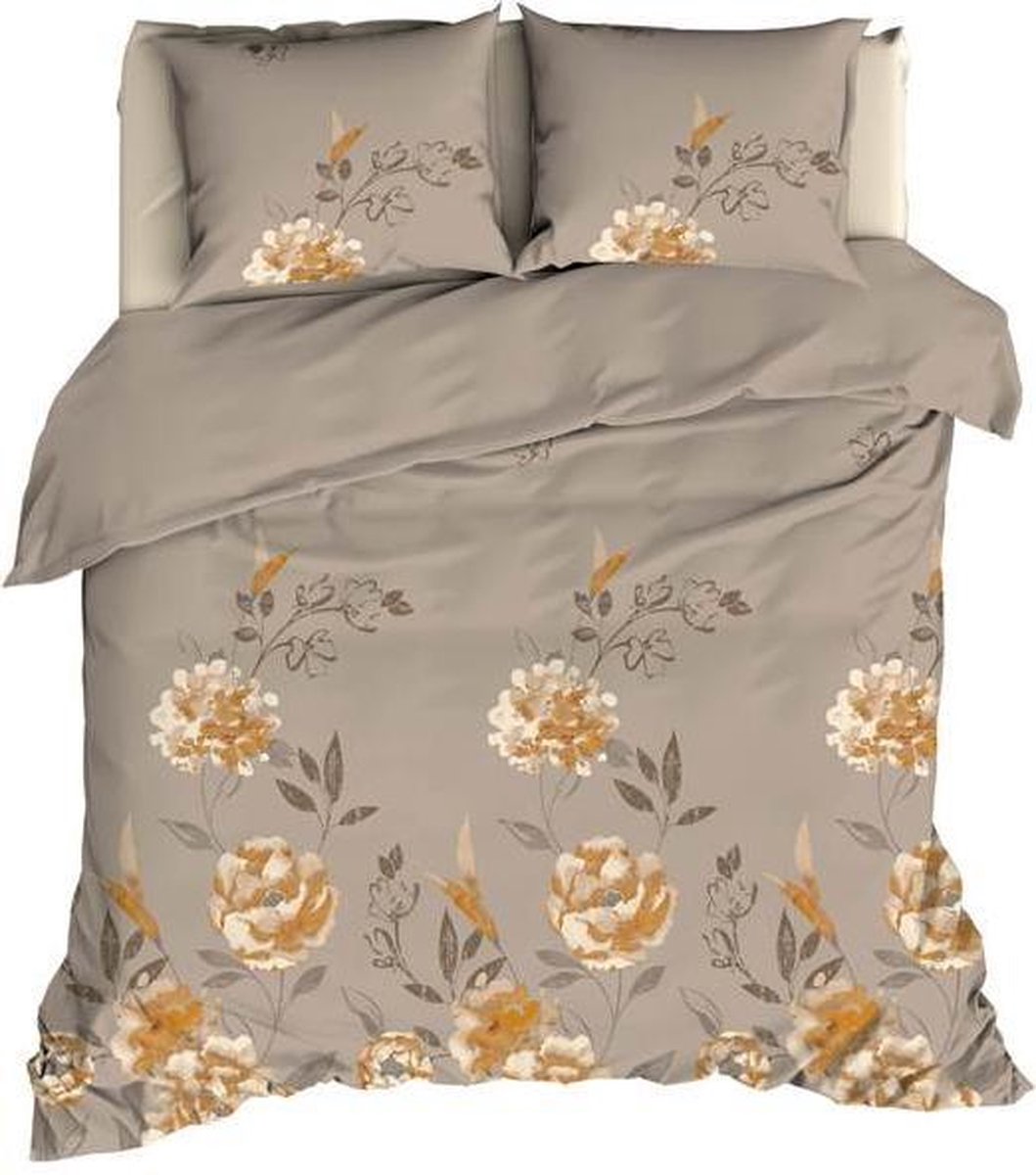 Satin D'or Rosario Dekbedovertrek - Lits-jumeaux (240x200/220 Cm + 2 Slopen) - Katoen Satijn - - Beige