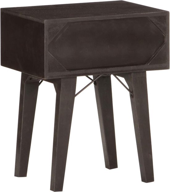 Vidaxl Nachtkastje 40x30x50 Cm Massief Gerecycled Hout - Zwart