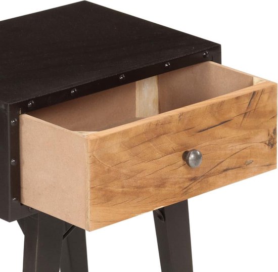 Vidaxl Nachtkastje 40x30x50 Cm Massief Gerecycled Hout - Zwart