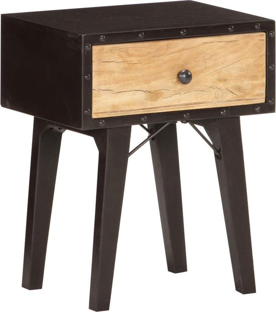 Vidaxl Nachtkastje 40x30x50 Cm Massief Gerecycled Hout - Zwart