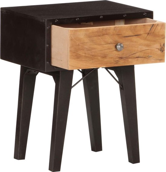 Vidaxl Nachtkastje 40x30x50 Cm Massief Gerecycled Hout - Zwart