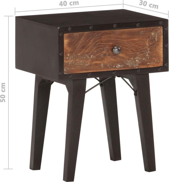 Vidaxl Nachtkastje 40x30x50 Cm Massief Gerecycled Hout - Zwart
