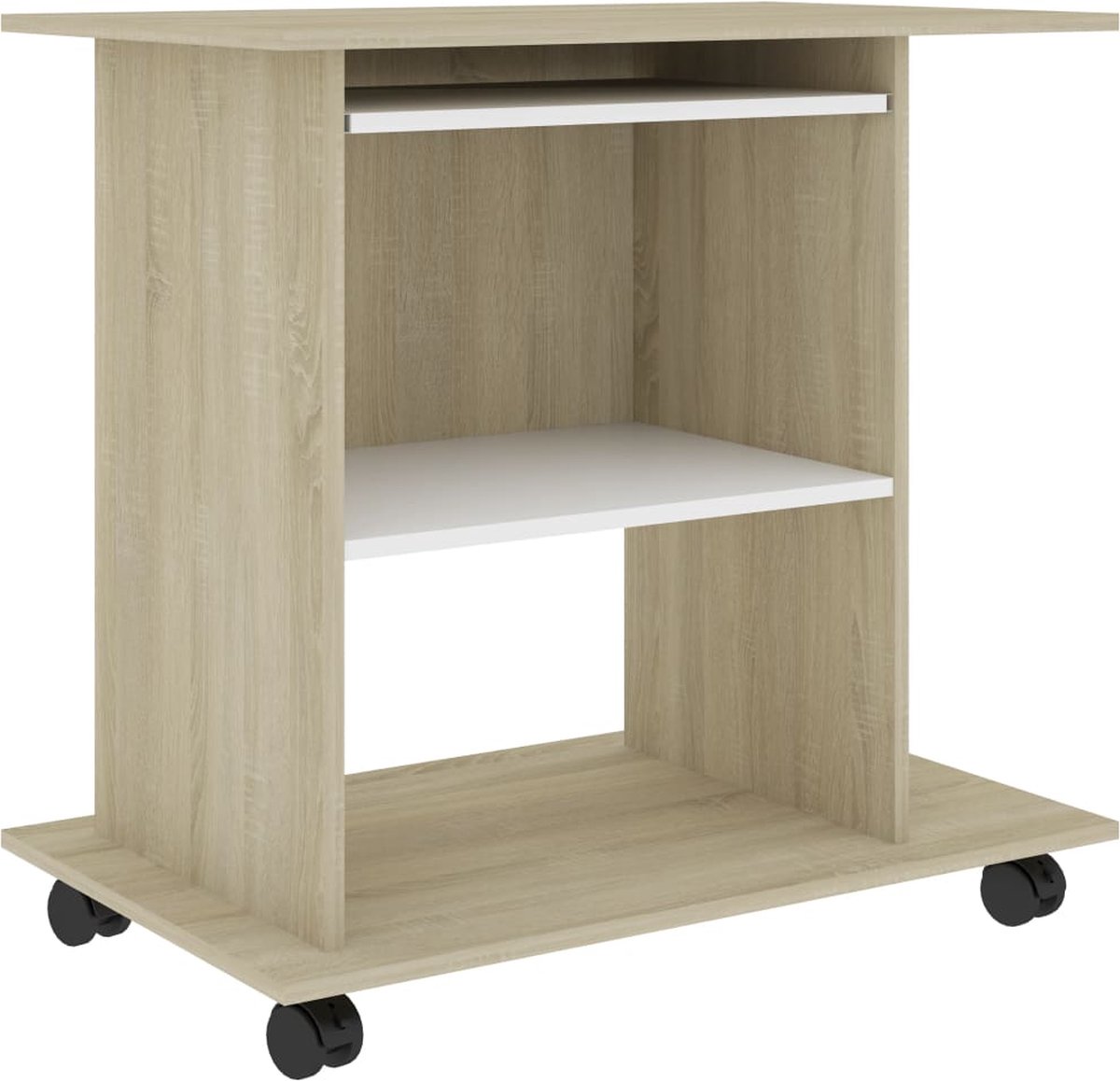Vidaxl Computerbureau 80x50x75 Cm Spaanplaat En Sonoma Eikenkleur - Wit