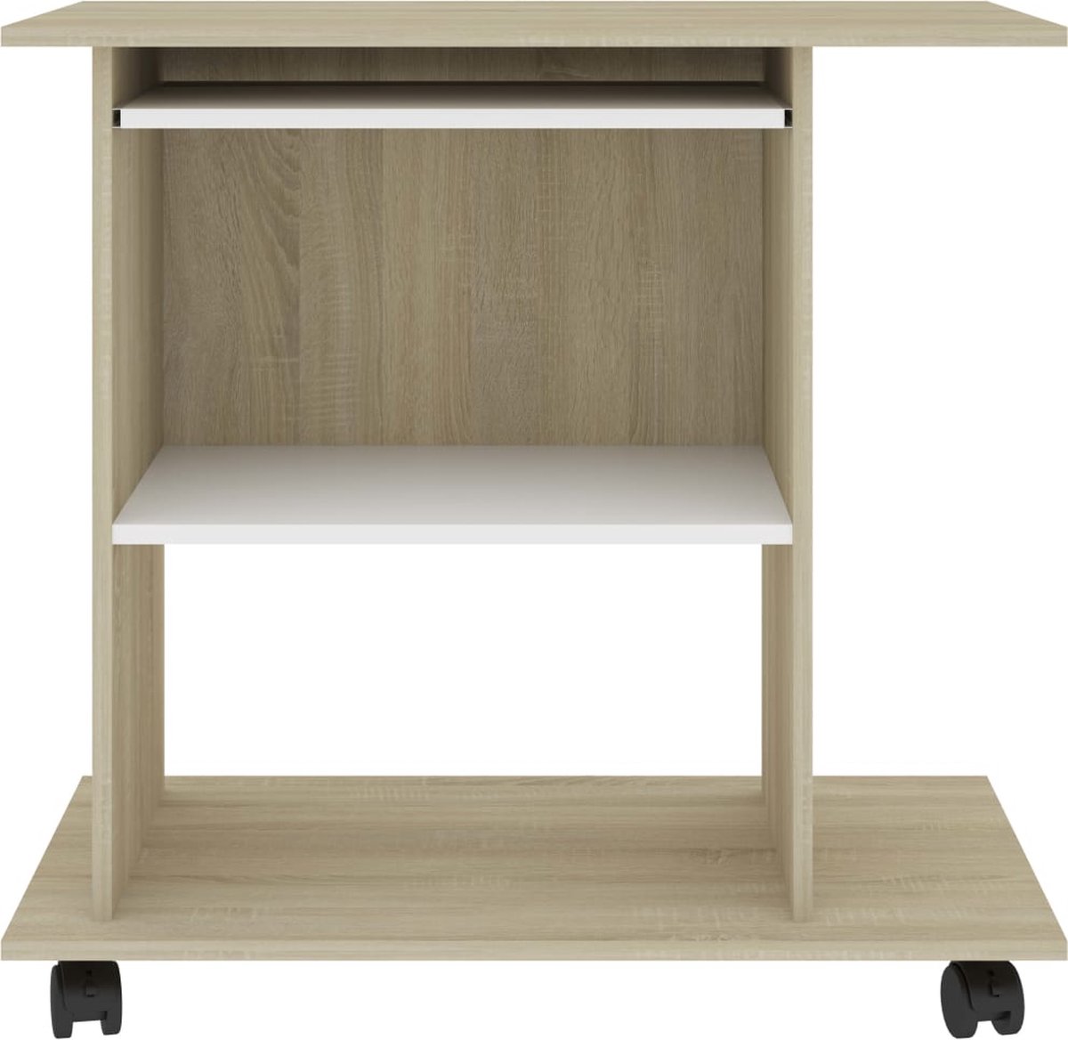 Vidaxl Computerbureau 80x50x75 Cm Spaanplaat En Sonoma Eikenkleur - Wit