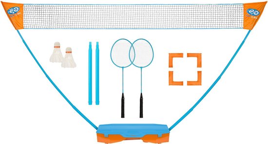 Get & Go Instant Badmintonspeelset Blauw En - Oranje