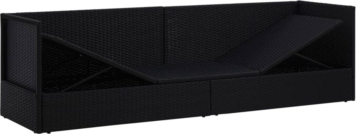 Vidaxl Loungebed Met Ligkussen En Kussens Poly Rattan - Zwart
