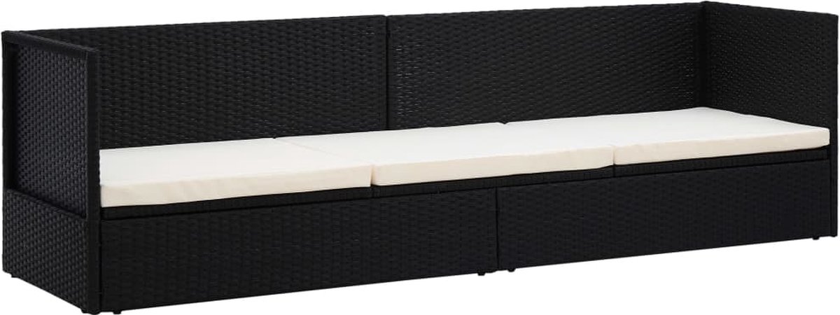 Vidaxl Loungebed Met Ligkussen En Kussens Poly Rattan - Zwart