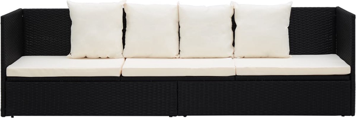 Vidaxl Loungebed Met Ligkussen En Kussens Poly Rattan - Zwart