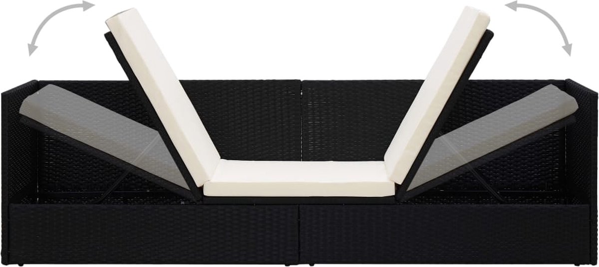 Vidaxl Loungebed Met Ligkussen En Kussens Poly Rattan - Zwart