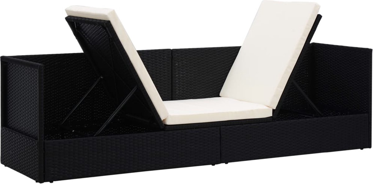 Vidaxl Loungebed Met Ligkussen En Kussens Poly Rattan - Zwart