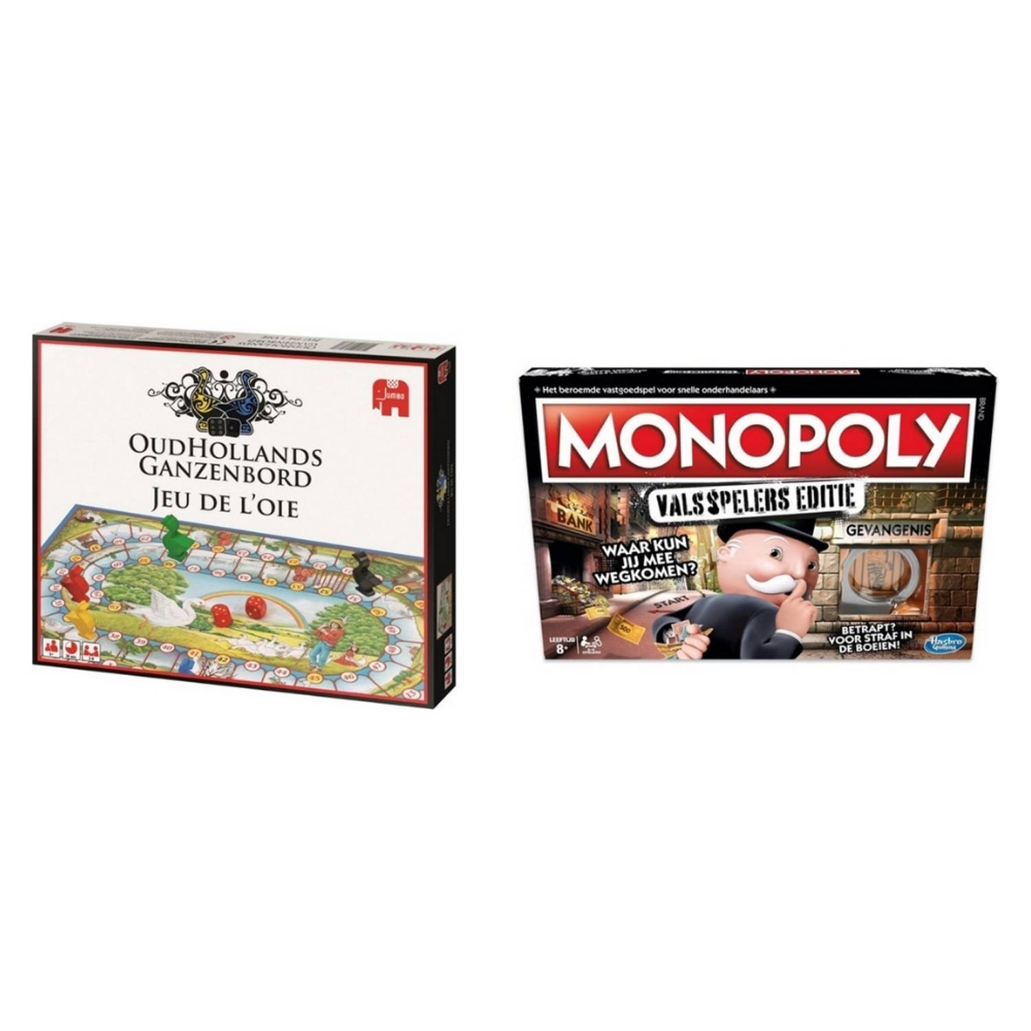Hasbro Spellenbundel - 2 Stuks - Ganzenbord & Monopoly Valsspelerseditie