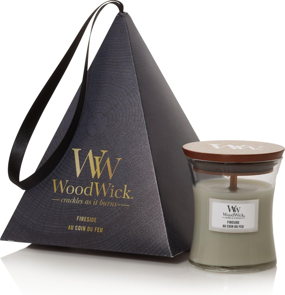 Woodwick Giftset Kaars Mini Fireside - Grijs