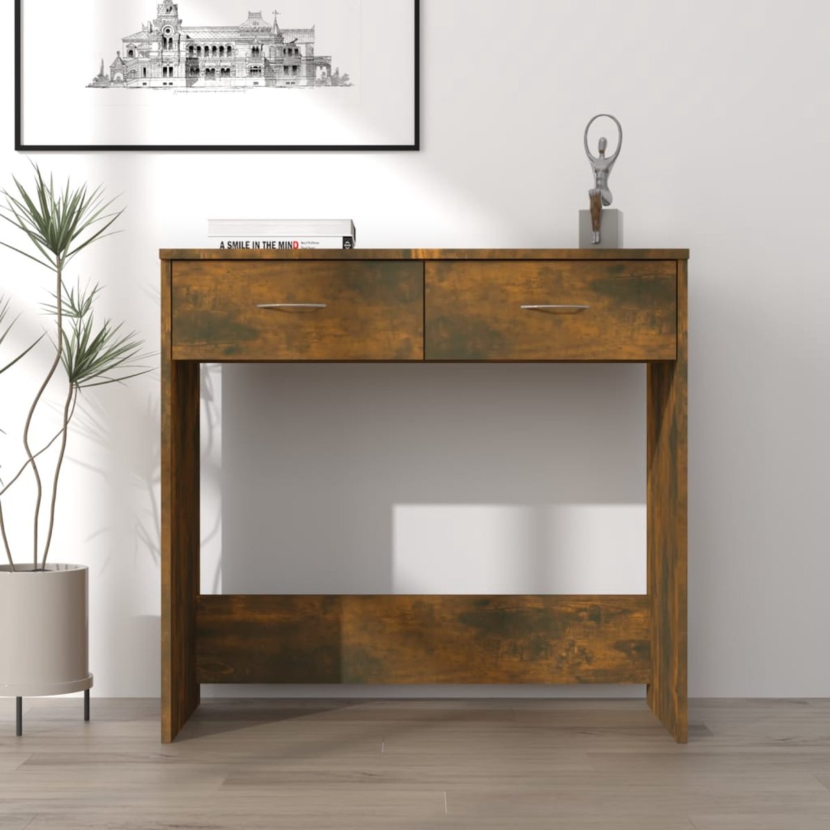 Vidaxl Bureau 80x40x75 Cm Bewerkt Hout Gerookt Eikenkleurig - Marrón