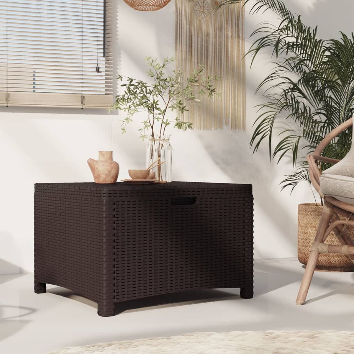 Vidaxl Tuinbox 60x54x41 Cm Polypropeen Rattan - Marrón