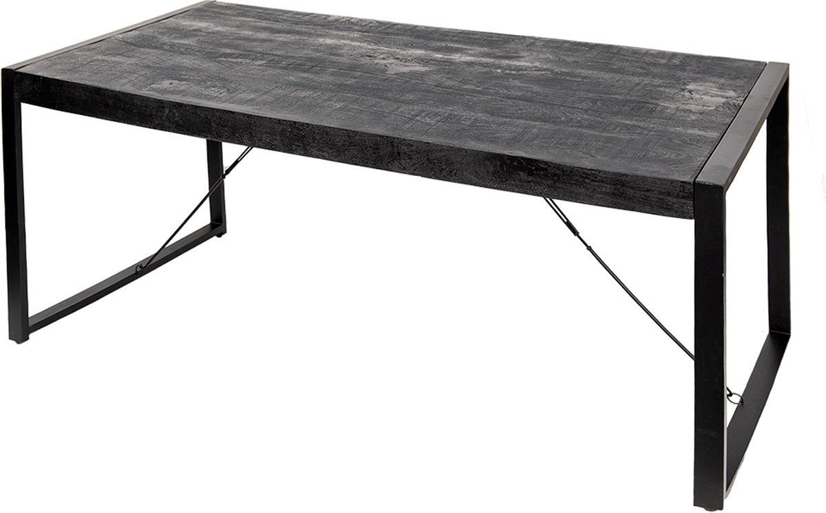 Clayre & Eef Eettafel 180*90*76 Cm Hout Eetkamertafel Tafel Eetkamertafel Tafel - Zwart