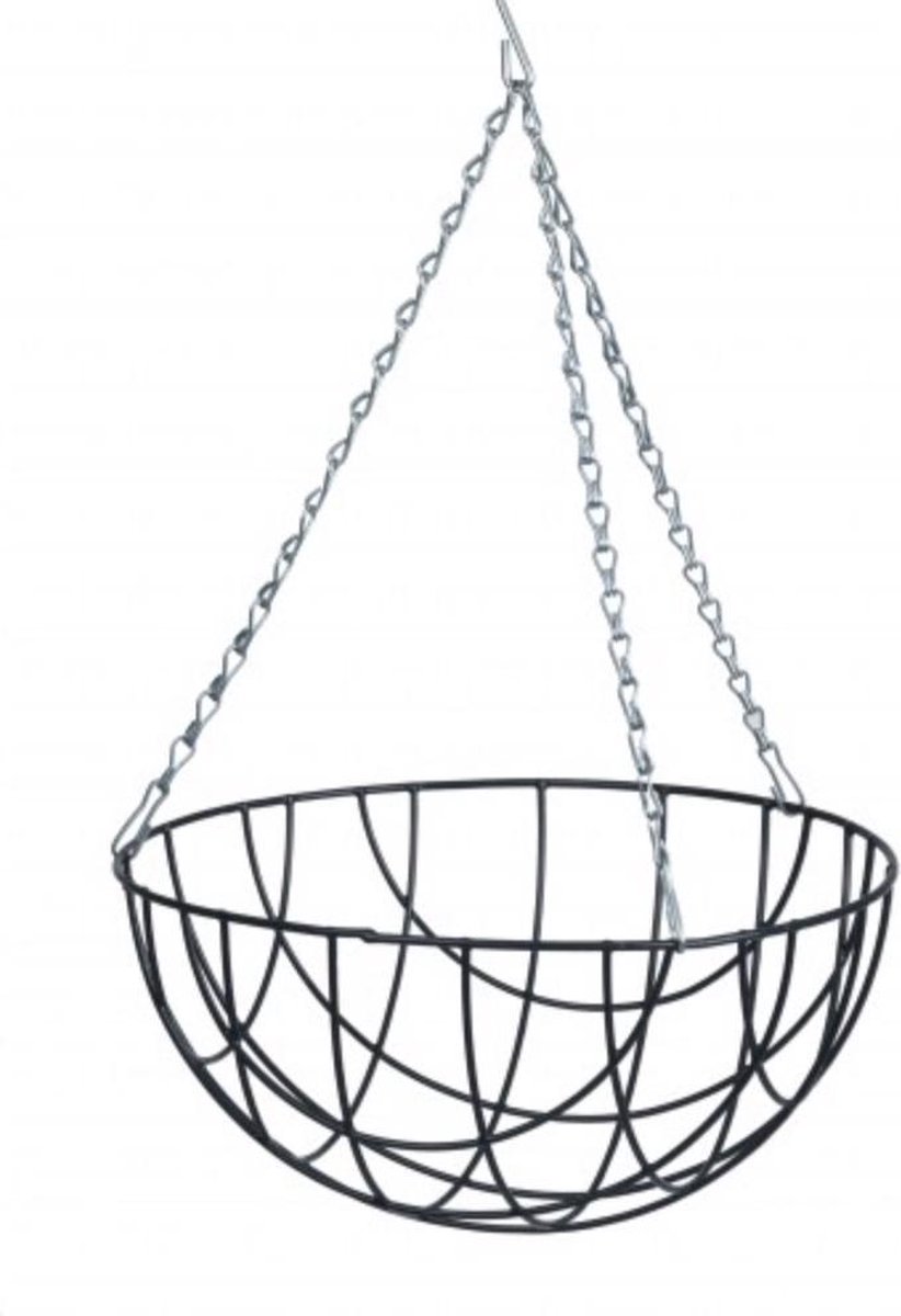 Nature Hanging Basket / Plantenbak Met Ketting 17 X 35 X 35 Cm - Metaaldraad - Hangende Bloemenmand - Plantenbakken - Grijs