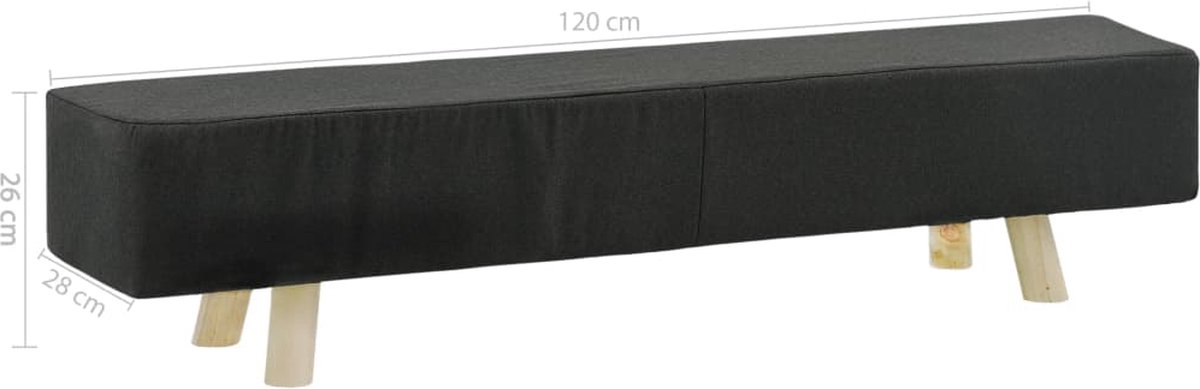 Vidaxl Voetenbank 120x28x26 Cm Stof Donker - Grijs