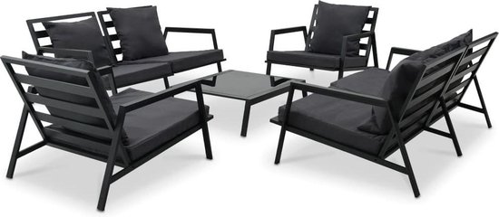 Vidaxl 5-delige Loungeset Met Kussens Aluminium Donker - Gris