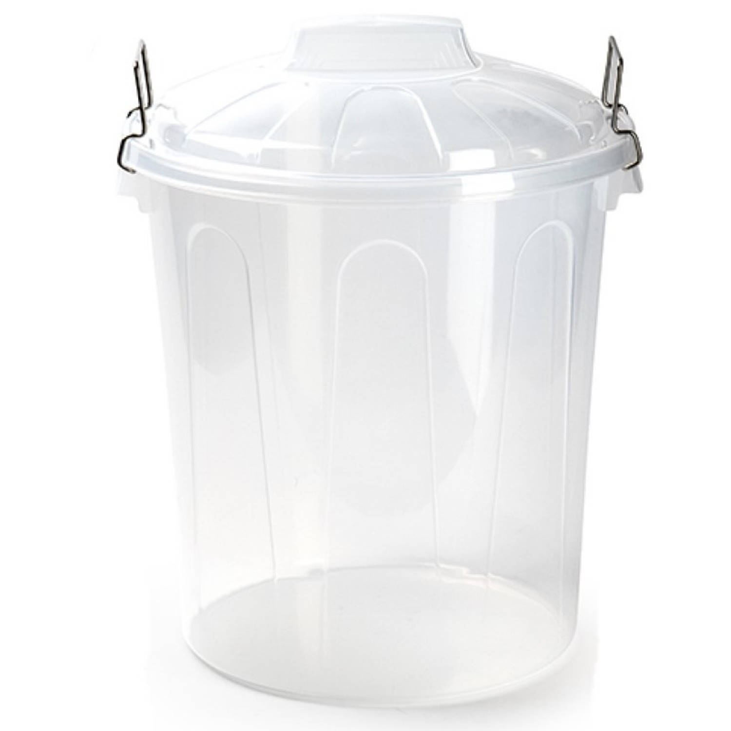 Forte Plastics Set Van 2x Stuks Afvalemmers/vuilnisemmers Transparant 21 Liter Met Deksel - Prullenbakken