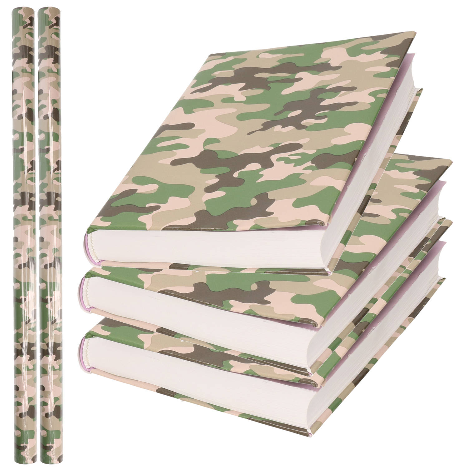 2x Rollen Kadopapier / Kaftpapier 200 X 70 Cm - Camouflage - Kaftpapier Voor Schoolboeken / Boekenkaften - Groen