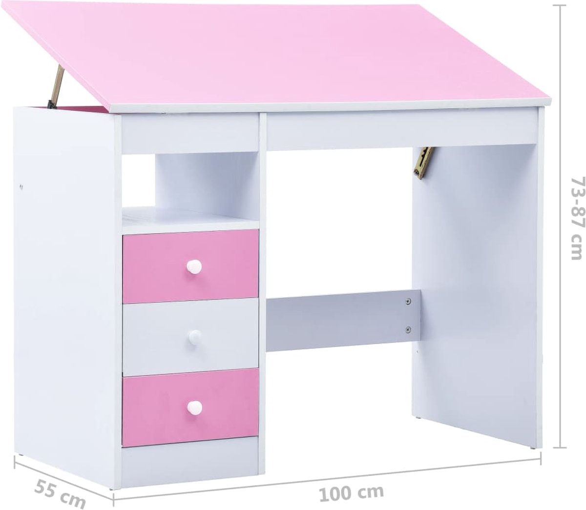 Vidaxl Kindertekentafel/-bureau Kantelbaar En Wit - Rosa