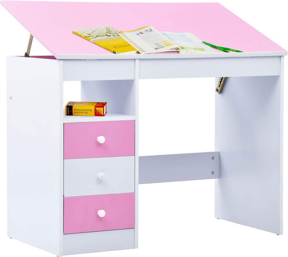 Vidaxl Kindertekentafel/-bureau Kantelbaar En Wit - Roze