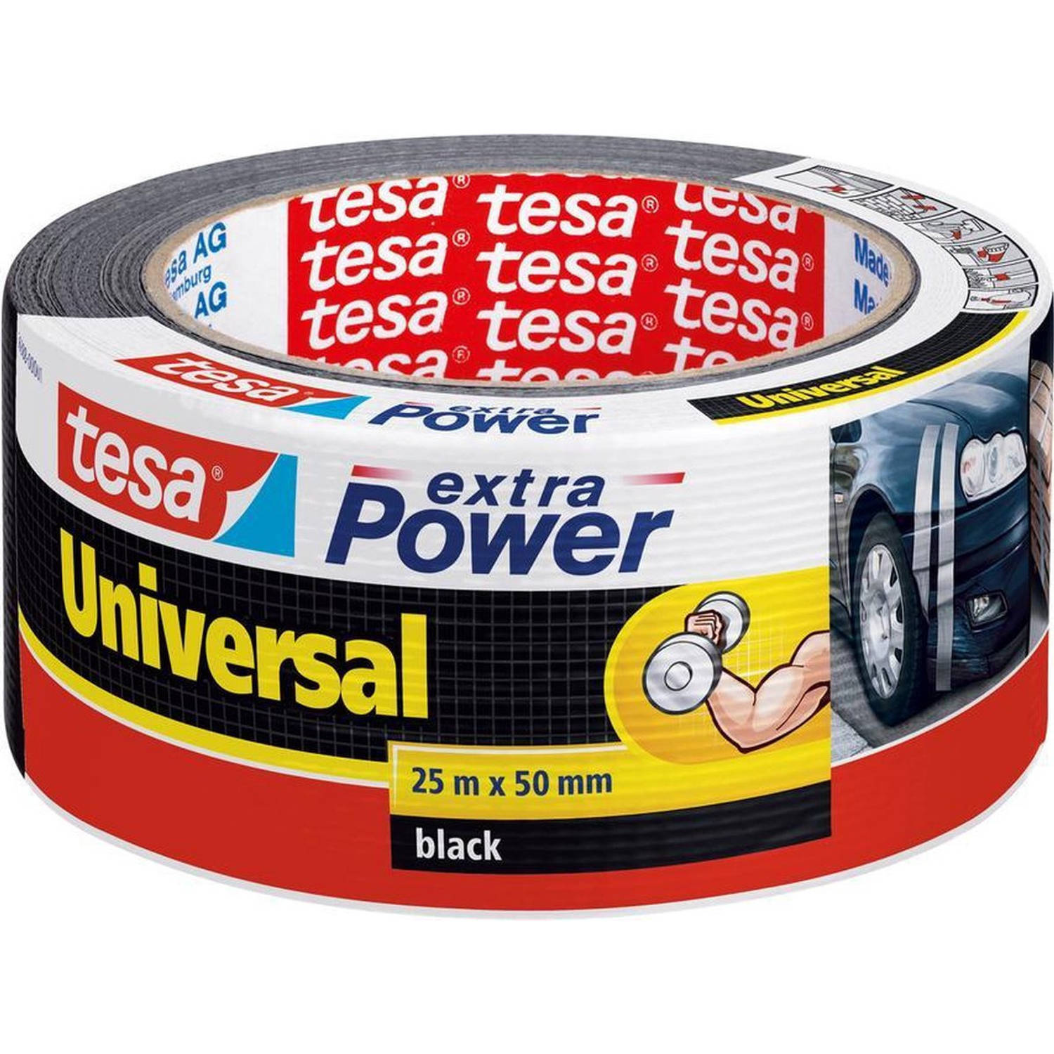 Tesa 3x Ducttape Extra Power Universeel 25 Mtr X 5 Cm Klusbenodigdheden - Tape (Klussen) - Zwart