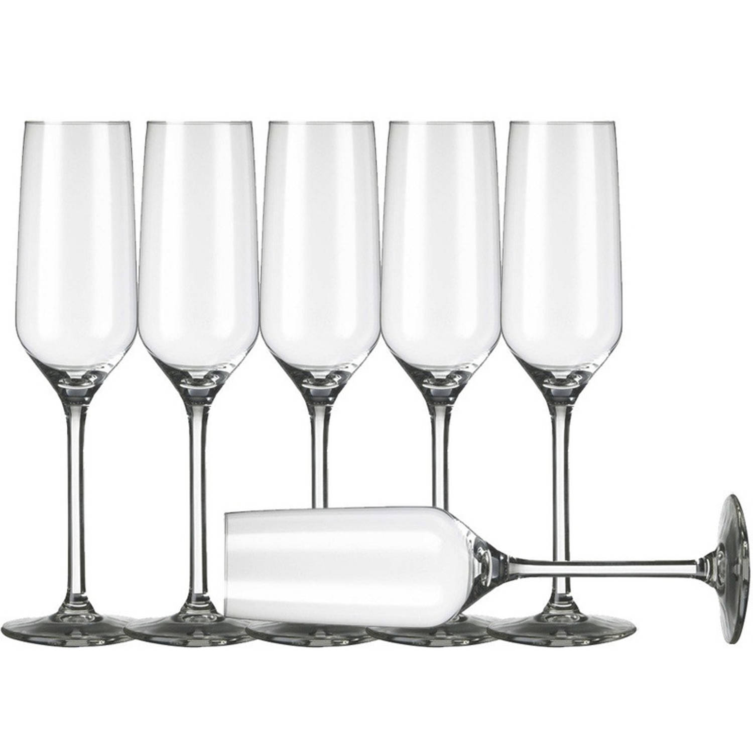 Royal Leerdam 6x Champagneglazen/flutes Transparant 220 Ml Carre - Champagneglazen