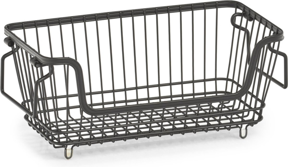 2xe Opberg/opruim Mandjes Stapelbaar 32 Cm - Opbergmanden - Zwart