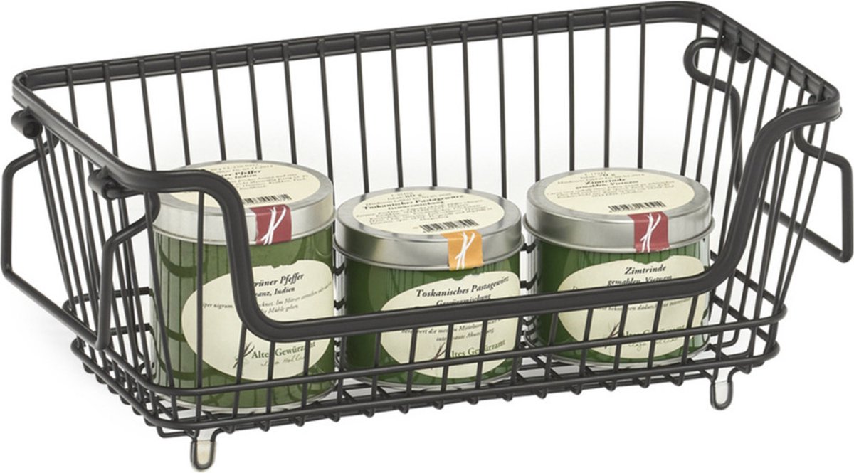 2xe Opberg/opruim Mandjes Stapelbaar 32 Cm - Opbergmanden - Zwart