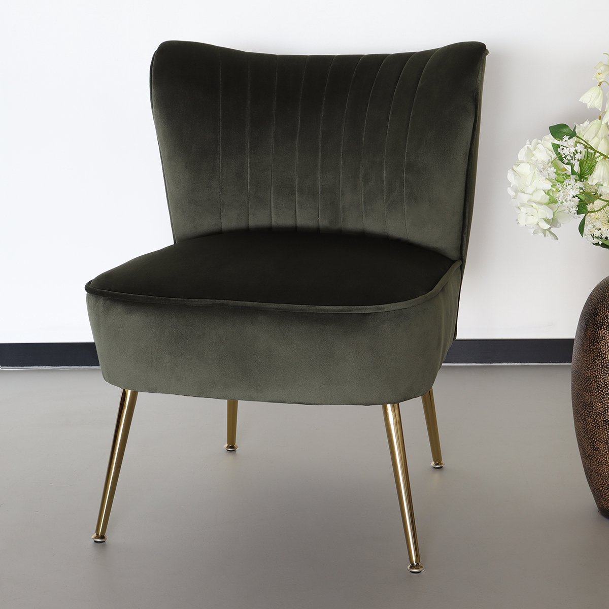 Lizzely Garden & Living Fauteuil Zitbank 1 Persoons Rilaan Velvet Donker Stoel - Groen