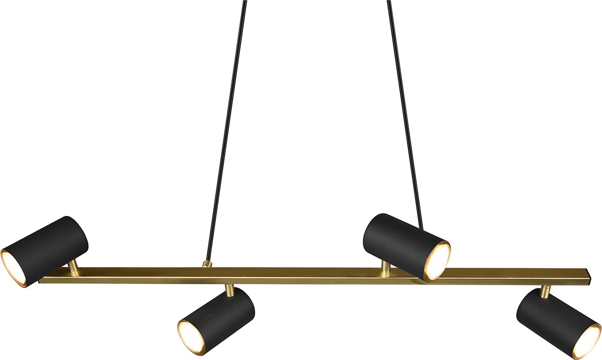 BES LED Led Hanglamp - Trion Milona - Gu10 Fitting - 4-lichts - Rond - Mat/goud - Aluminium - Zwart