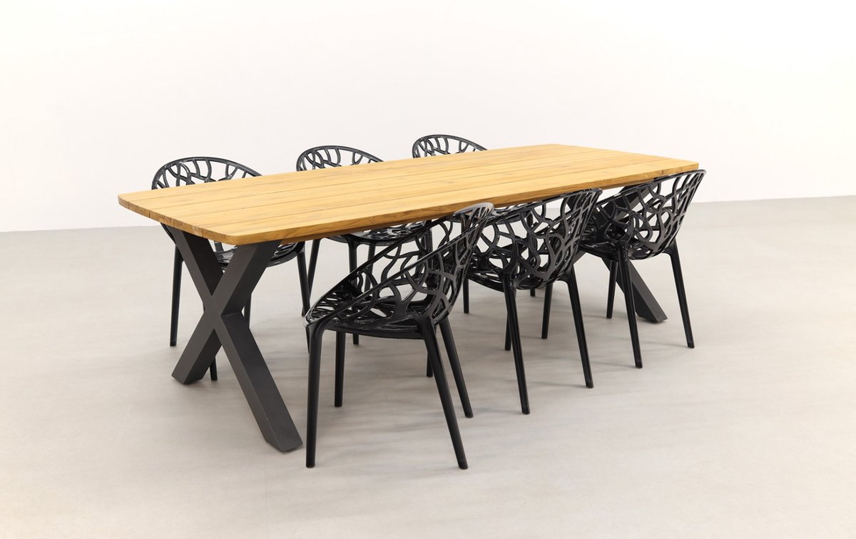 Crystal Black/sefa Teak 240 Cm. Tuinset - 7-delig - Groen