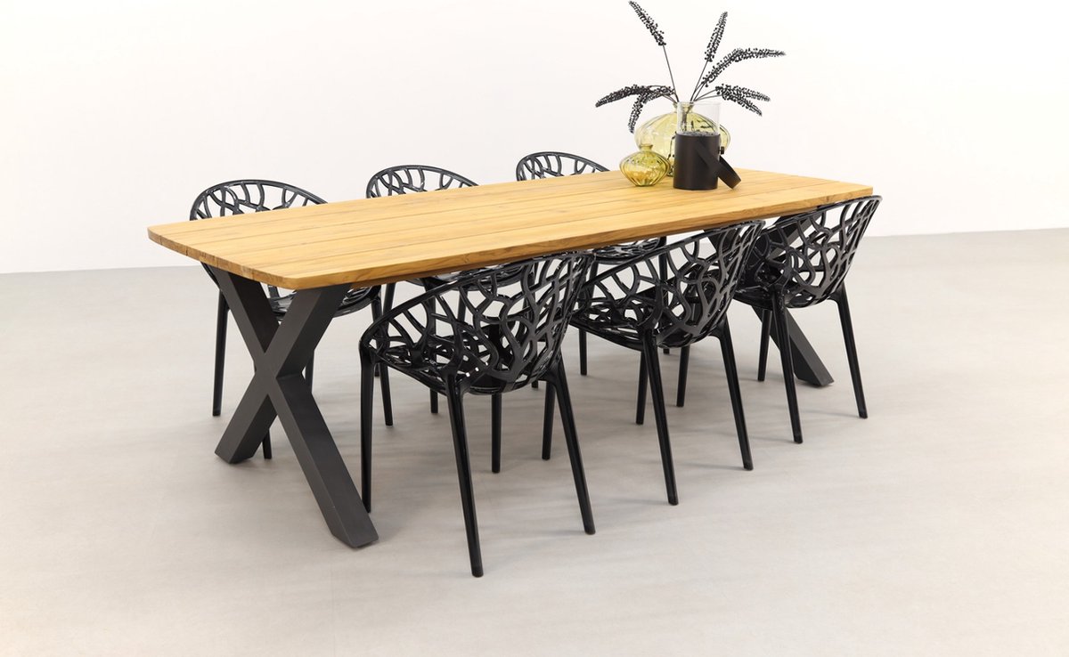 Crystal Black/sefa Teak 240 Cm. Tuinset - 7-delig - Groen