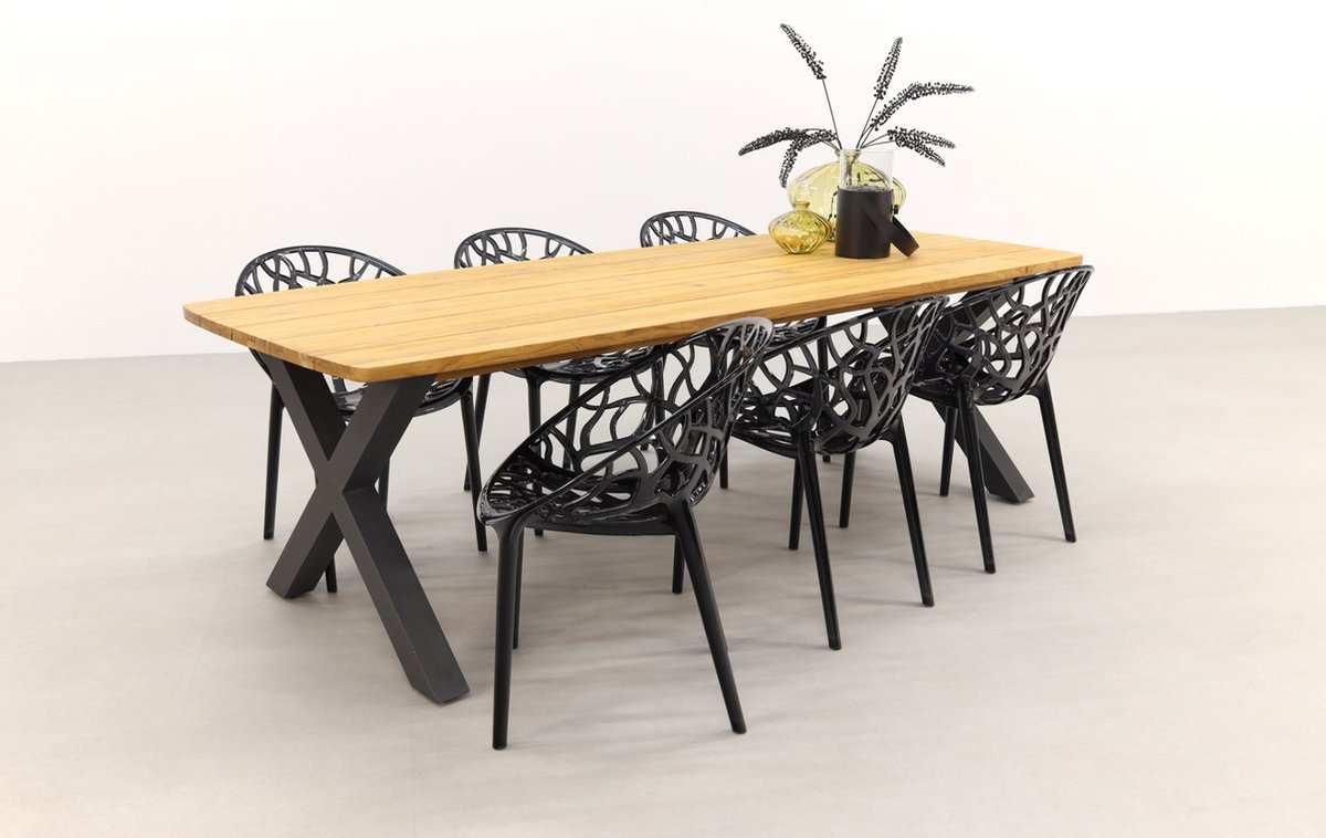 Crystal Black/sefa Teak 240 Cm. Tuinset - 7-delig - Groen