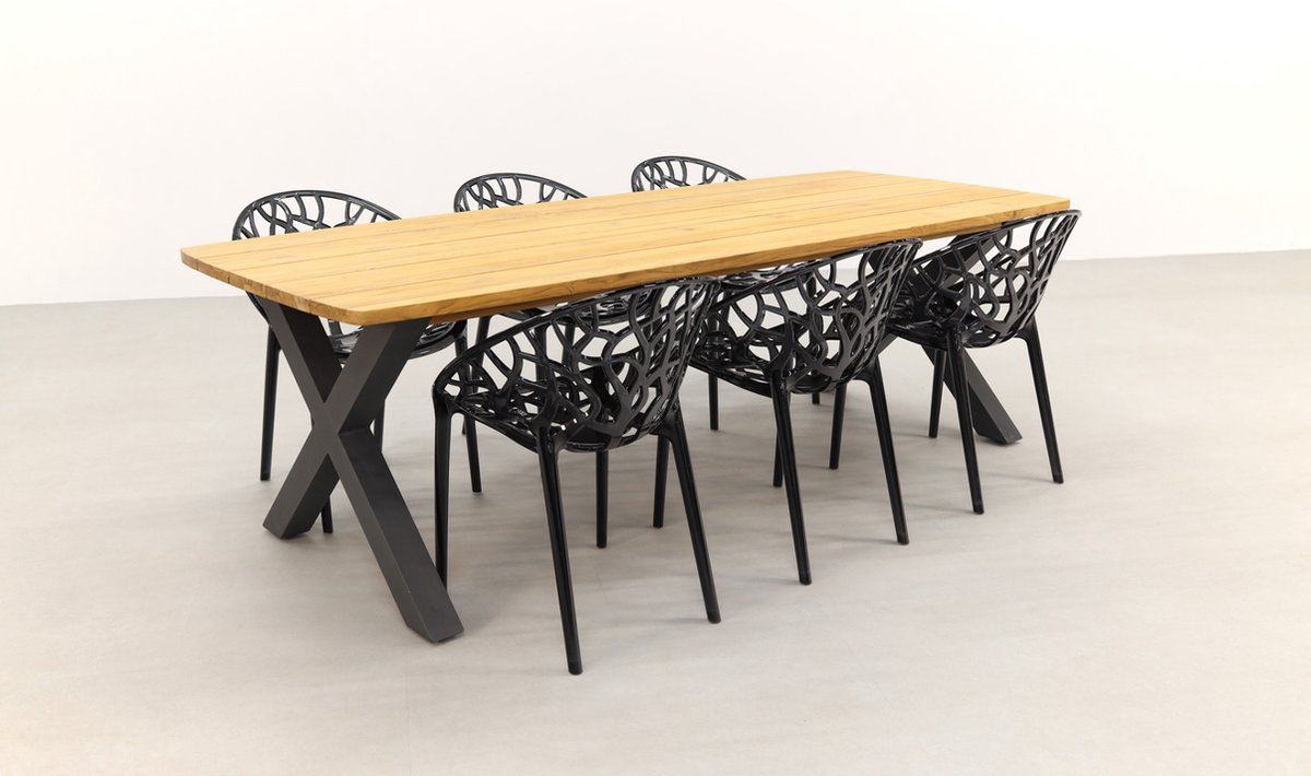 Crystal Black/sefa Teak 240 Cm. Tuinset - 7-delig - Groen