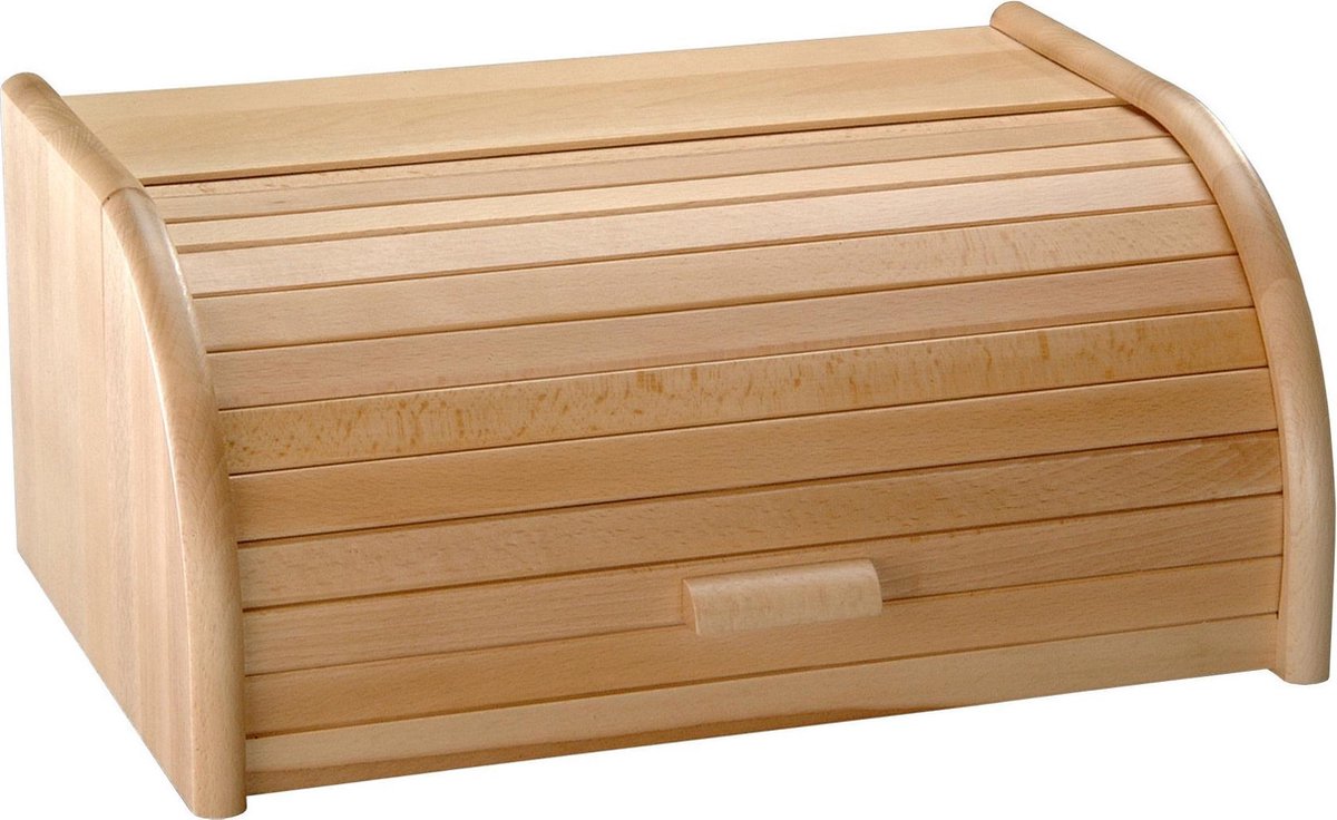 Houten Broodtrommel Met Rolluik 28 X 40 X 18 Cm - Broodtrommels - Bruin